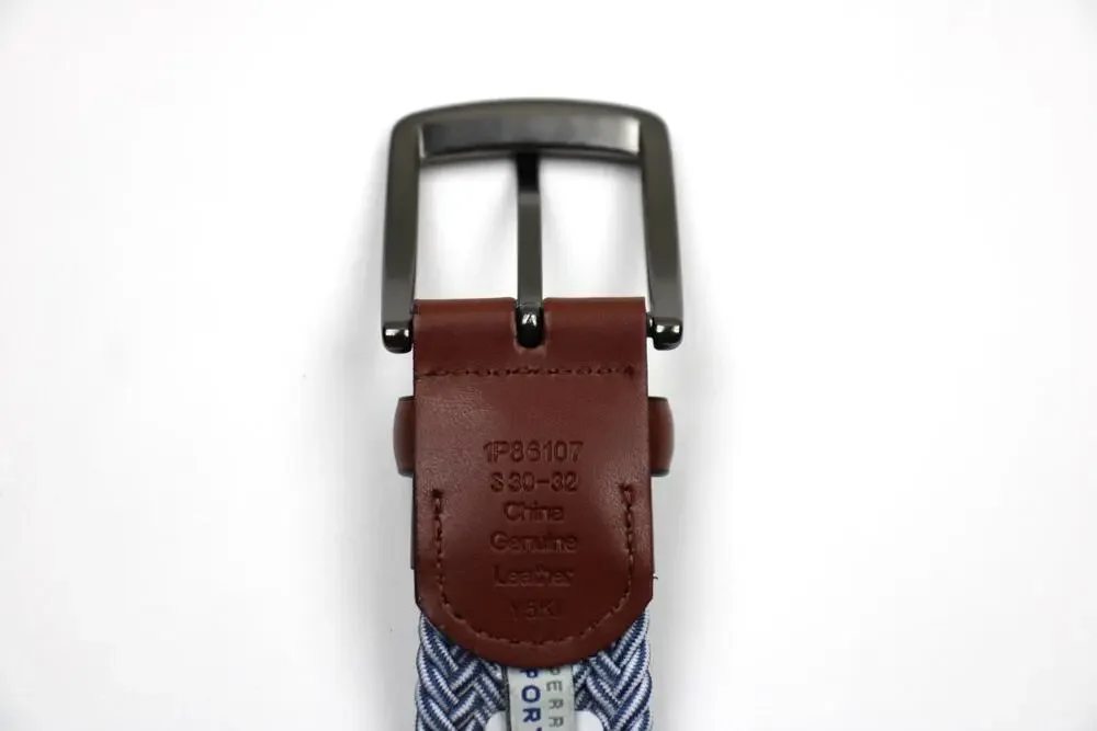 Perry Ellis Portfolio Belt Mens Size S 30/32 Blue Braided Woven Leather New